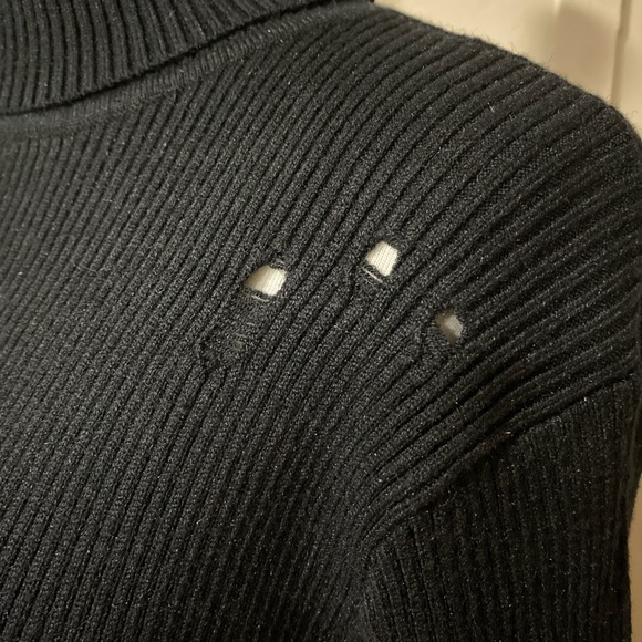 NWOT Dolls Kill Black Distressed Turtleneck Dress, Size Small - Picture 4 of 7